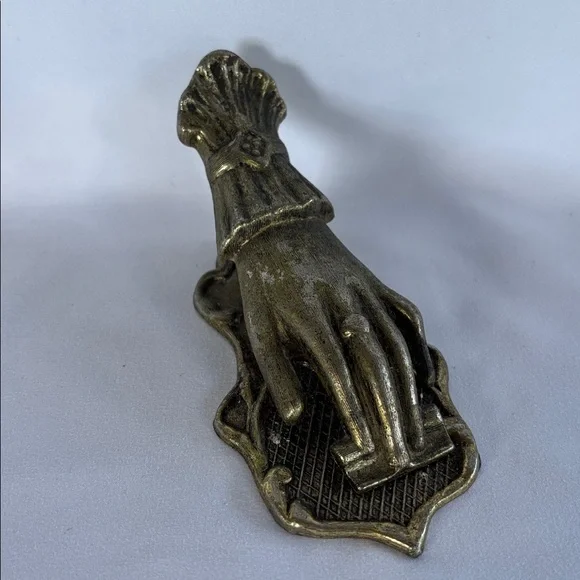Vintage Genuine OLD GEM ACC Solid Brass Hand Desk Paper Holder - Picture 1 of 14